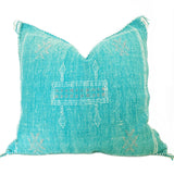Blue Moroccan Cactus silk Cushion,  Handmade in Morocco