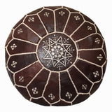 Brown Moroccan pouf, leather pouf ottoman in Brown 