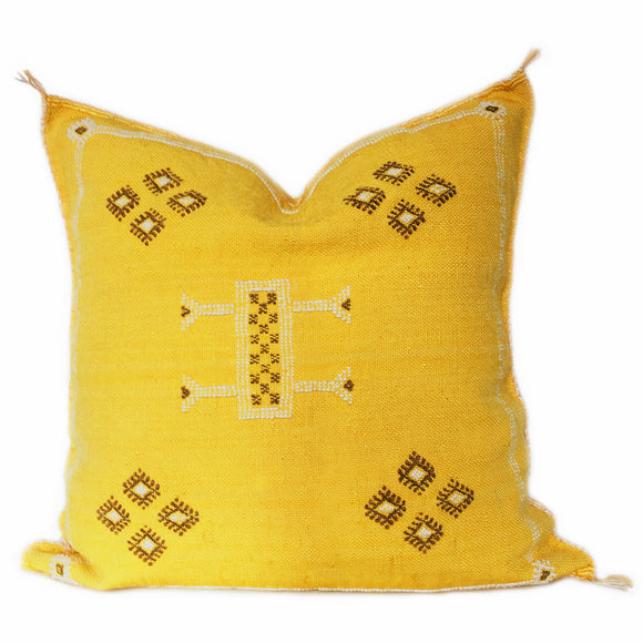 Moroccan Silk Cactus pillow in yellow, shipping from montreal
