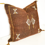 Moroccan cactus silk cushion in brown