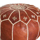 Moroccan pouf, leather pouf, ottoman