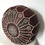Moroccan pouf in dark brown