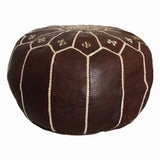 Brrow leather pouf, handmade in Marrakech, Morocco