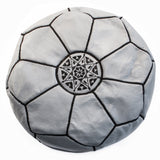 Moroccan Grey leather stool