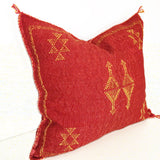 Moroccan Sabra silk cactus pillow in red, Free shipping from Montreal to Toronto, Vancouver, Ottawa & all Canada