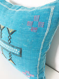 Blue Sabra Pillow Cover, Handmade in Morocco