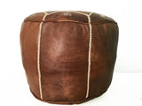 Brown embroidered  Pouf, Handmade in Morocco
