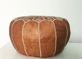 Moroccan leather ottoman/Pouf with embroidery, Canada