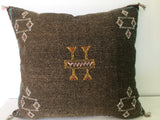 Brown Moroccan Pillow, Berber kilim, handmade in Morocco