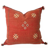 Cactus Silk Pillow- Moroccan Kilim in Red