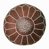 Moroccan Pouf Dark Brown, Leather ottoman & footstool