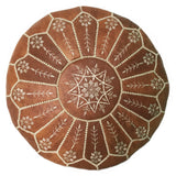 Embroidered Moroccan leather Pouf, handmade in Morocco, Toronto Canada