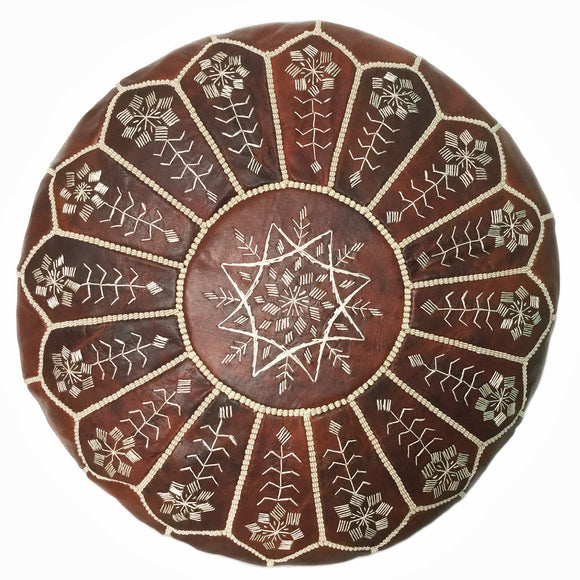 Leather pouf handemade in Morocco