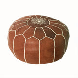 Leather pouf in light brown, Ottoma and footstool, Canada,