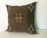 Moroccan Cactus Pillow Brown, Kilim Cushion, Berber