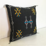 Moroccan Cactus Silk Pillow in Black, Decor Pillow