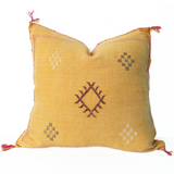 Moroccan Sabra Pillow in Yellow- Cushion handmade in morocco