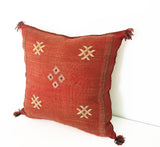 Accent Pillow in Red- Handmade in Morocco- Canada
