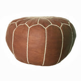 Moroccan pouf in leather handmade in Marrakech, Morocco