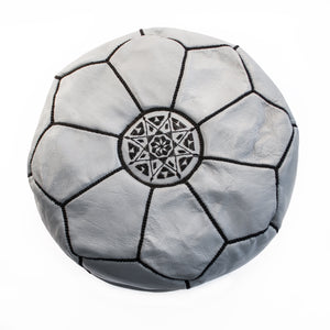 Moroccan Grey leather stool