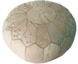 Natural Leather Moroccan pouf, Ottoman from Morocco