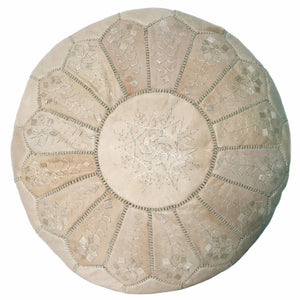 Natural Moroccan leather pouf