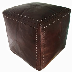 Square leather pouf from Morocco, shipping to all Canada, Vancouver, Toronto, Calgary