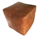 Square pouf from Morocco, Handmade in Leather