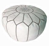 Moroccan leather pouf in White, Canada